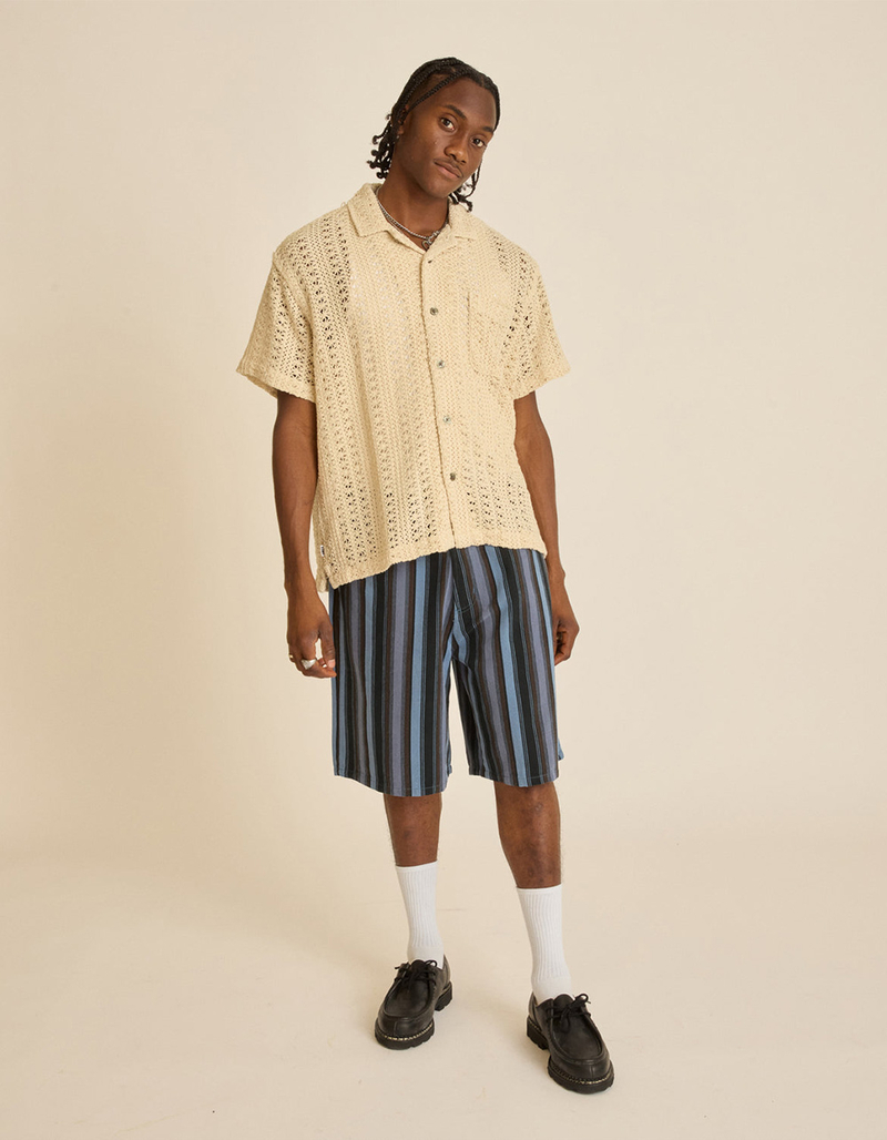 OBEY Baja Stripe Mens Baggy Denim Shorts image number 2