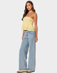 EDIKTED Linen Look Strapless Peplum Top image number 4