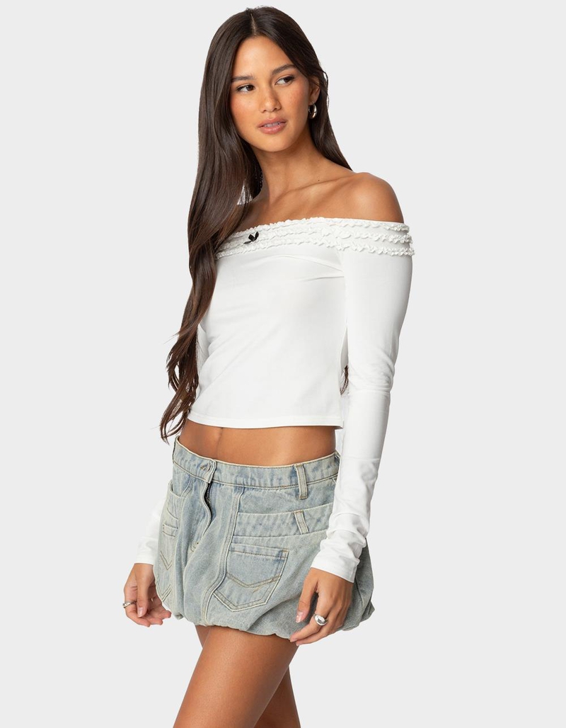 EDIKTED Gia Ruffled Off Shoulder Top image number 2