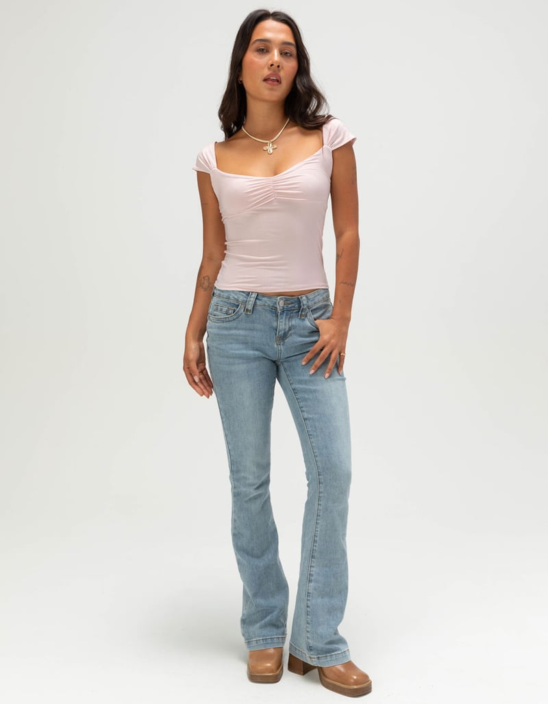 TILLYS Butter Soft Womens Cap Sleeve Cinch Front Tee image number 1
