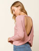 WEST OF MELROSE Options Open Back Womens Mauve Thermal Top image number 1