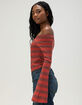 NECTAR CLOTHING Womens Lace Trim Off The Shoulder Long Sleeve Top image number 3