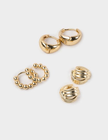 DO EVERYTHING IN LOVE 14K Gold Dipped 3 Pack Hoop Earrings Primary Image