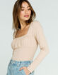 WEST OF MELROSE Hip To Be Square Ruched Womens Top image number 1