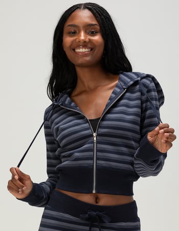 TILLYS Womens Stripe Zip-Up Hoodie Primary Image