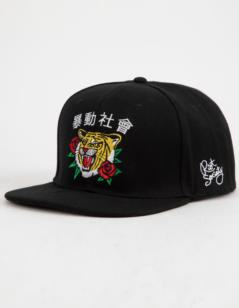 RIOT SOCIETY Tiger Rose Black Mens Snapback Hat image number 0