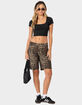 EDIKTED Leopard Low Rise Denim Bermuda Shorts image number 2
