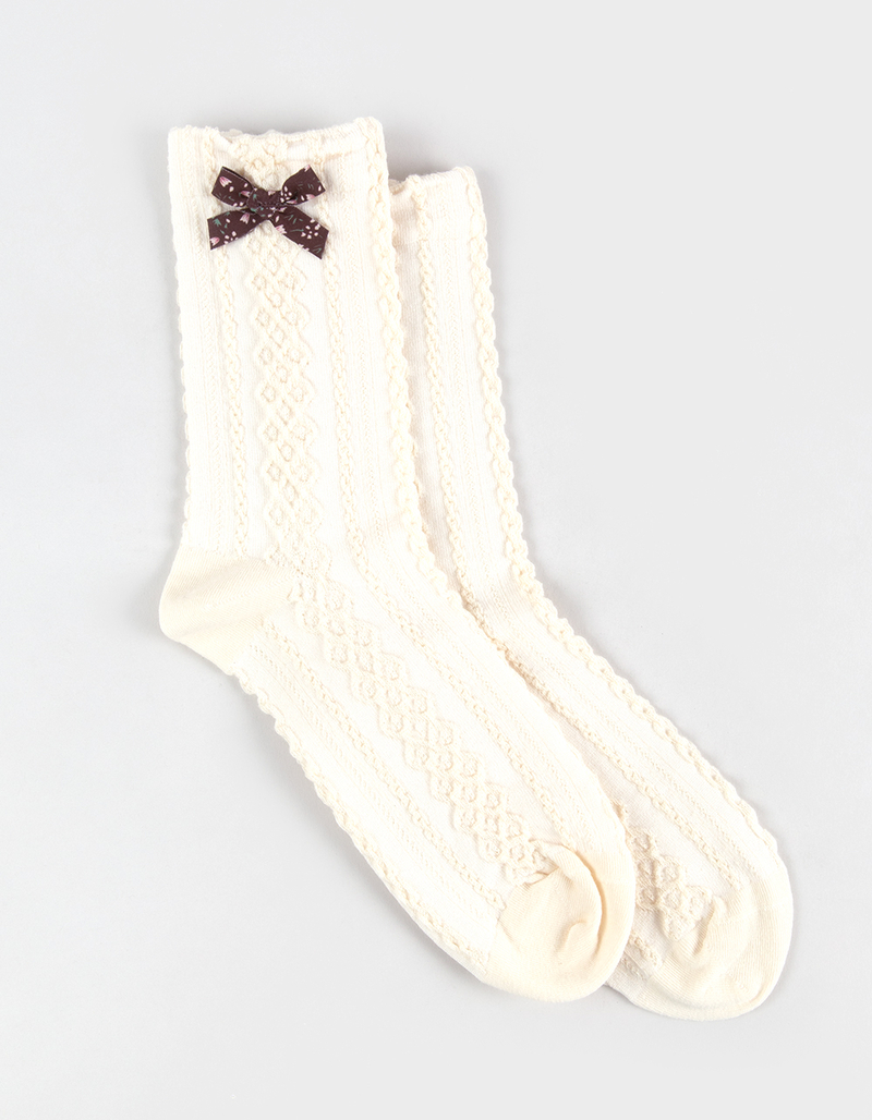 FULL TILT Womens Knit Bow Socks image number 0
