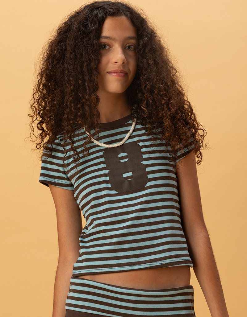 FULL TILT 8 Stripe Girls Ringer Tee image number 0