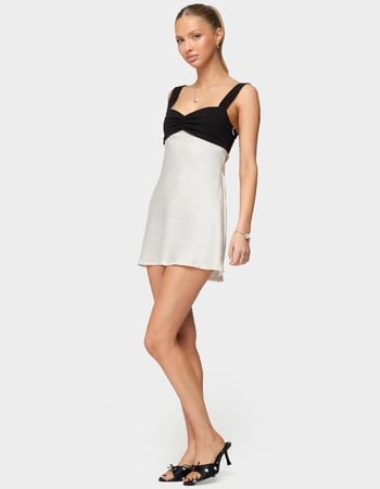 EDIKTED Petite Contrast Satin Effect Mini Dress Alternative Image