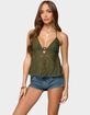 EDIKTED Sheer Crochet Babydoll Halter Top image number 1
