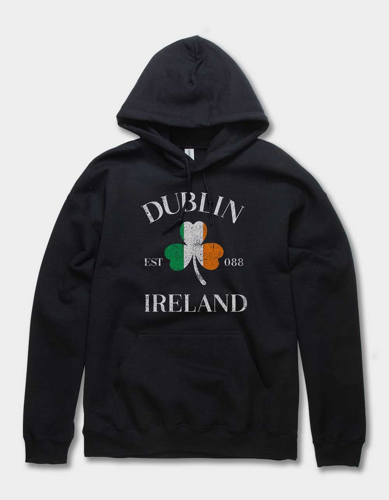 IRELAND Dublin Clover Flag Distressed Unisex Hoodie BLACK Tillys
