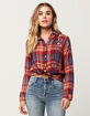 SKY AND SPARROW Embroidered Floral Womens Plaid Shirt image number 2