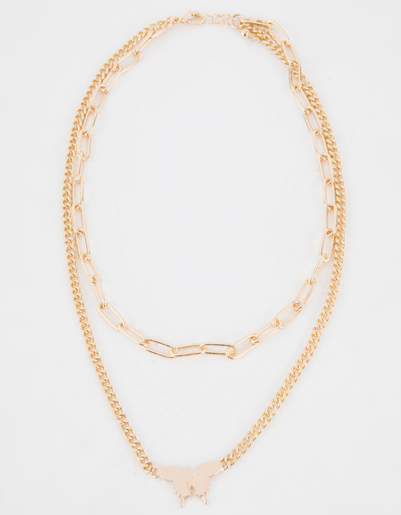 FULL TILT Butterfly Layered Chain Necklace image number 0