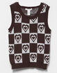 FULL TILT Checker Heart Girls Sweater Vest image number 1
