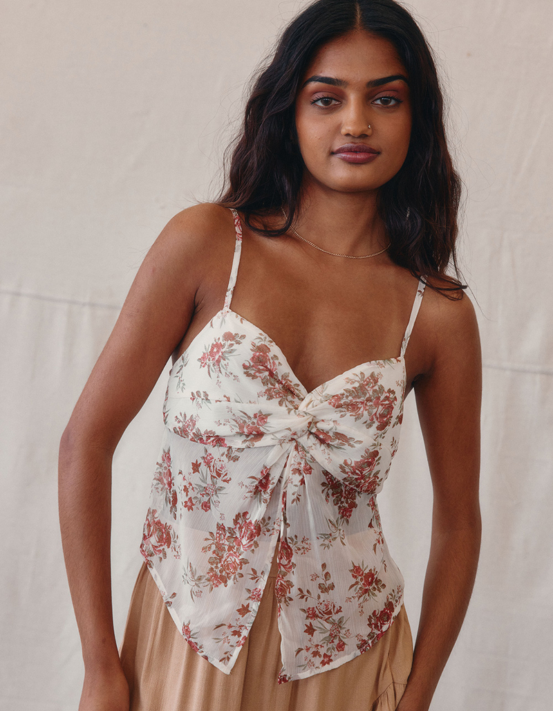 WEST OF MELROSE Floral Flyaway Womens Top image number 2