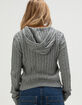 LOVE TREE Womens Zip-Up Hooded Cable Knit Sweater image number 4