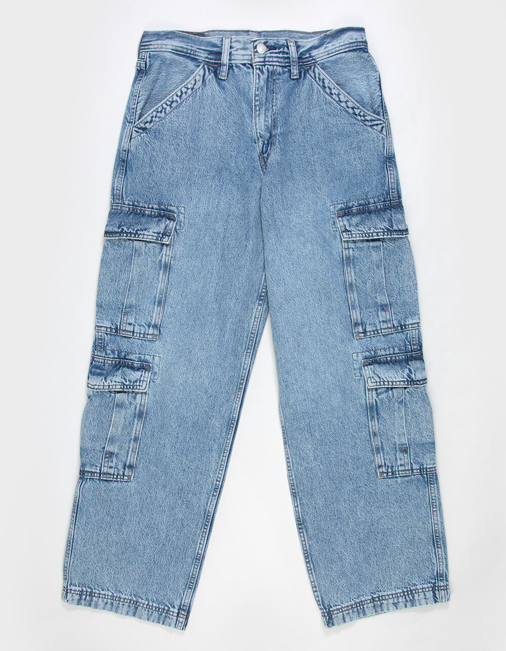 シ*ン様 Blue Jean Baggy Denim Cargo Pants - LEVI'S 578 Mens Baggy Cargo Jeans - Joyful Clouds - LIGHT WASH