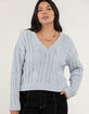 RSQ Womens Chenille Cable V Neck Sweater image number 4