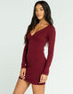 SKY AND SPARROW Surplice Burgundy Bodycon Dress image number 2