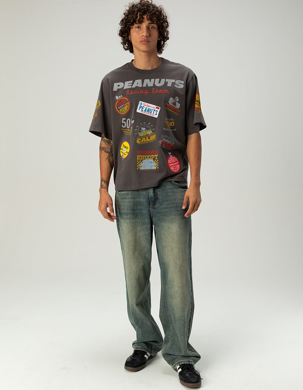 RSQ x Peanuts Racing Mens Boxy Tee - DARK GRAY | Tillys