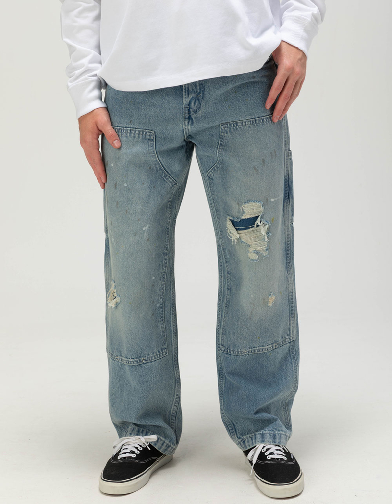 LEVI'S 568 Mens Loose Straight Double Knee Carpenter Jeans - Diving Ducks Distressed image number 0