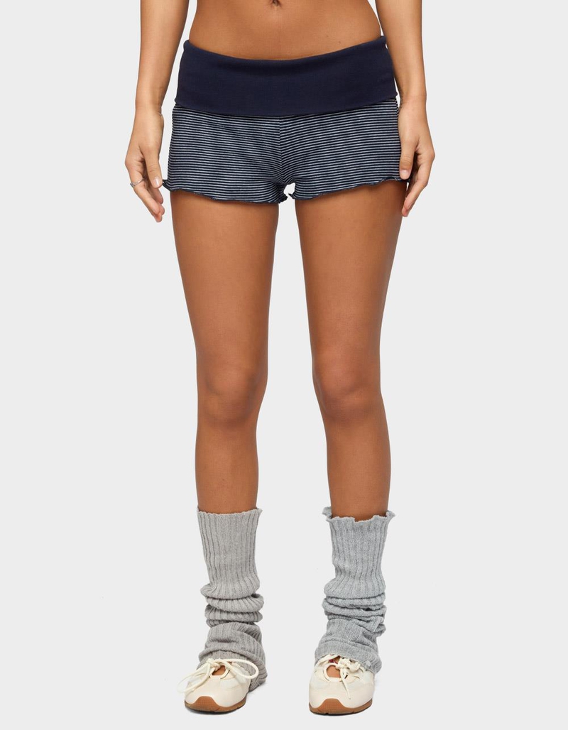 EDIKTED Nour Contrast Striped Foldover Shorts image number 0