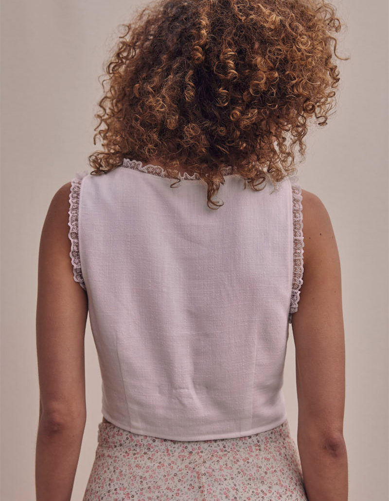 WEST OF MELROSE Lace Trim Corset Womens Tank Top image number 3