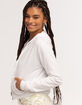 FULL TILT Essential Womens White Crop Zip Hoodie image number 2