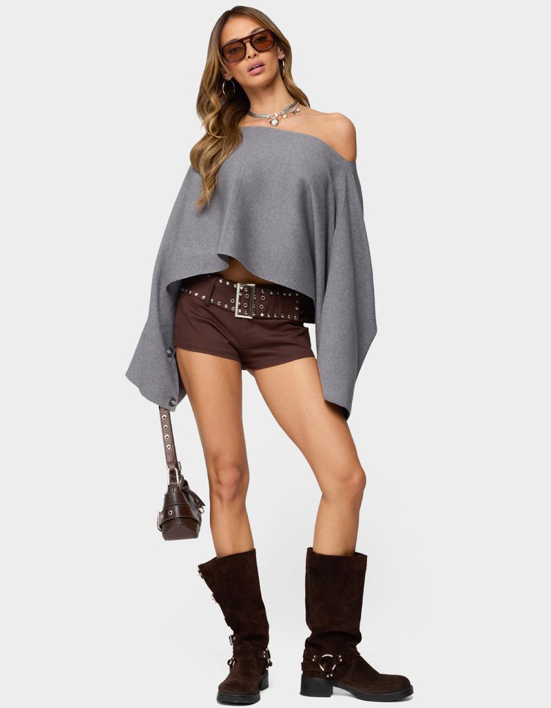 EDIKTED Sharla Off Shoulder Poncho Sweater image number 4