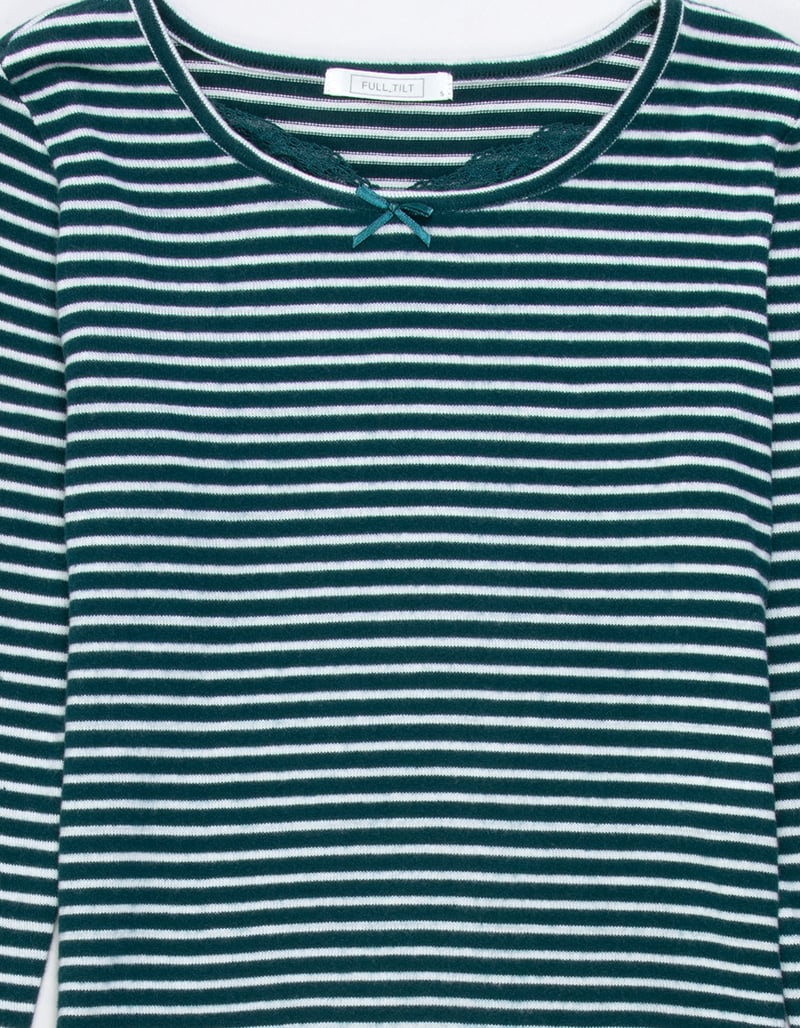 FULL TILT Cozy Stripe Lace Girls Long Sleeve Top image number 1