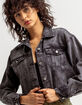 ASHLEY Washed Cutoff Womens Trucker Denim Jacket image number 1