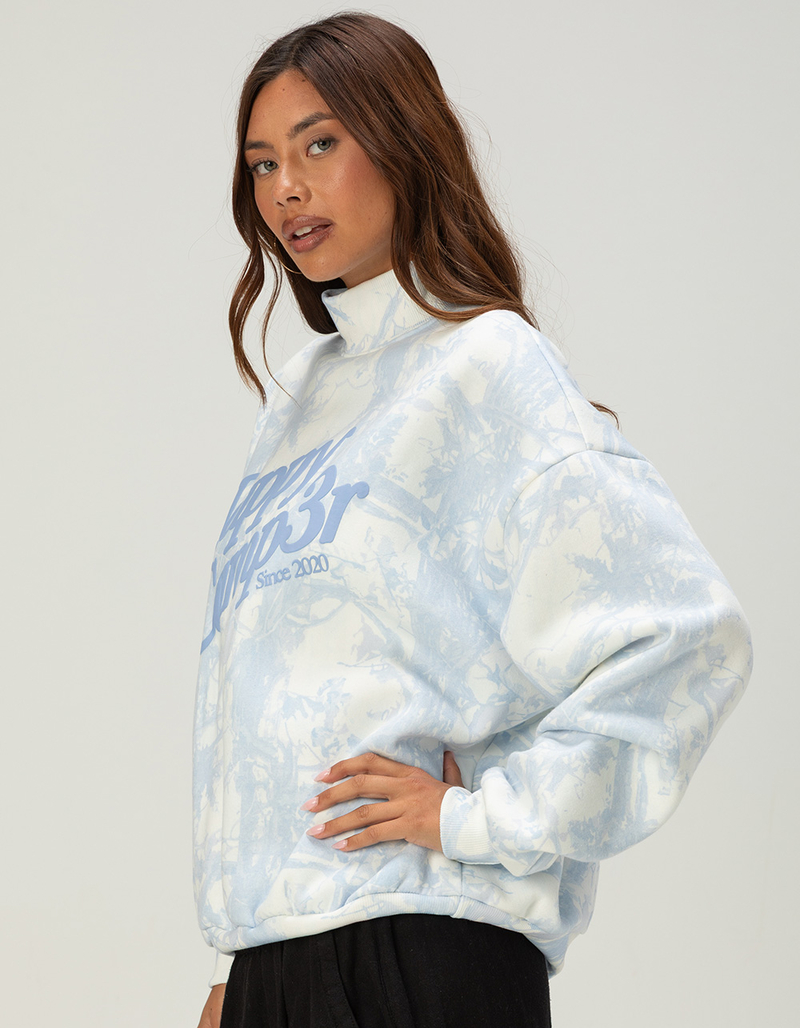 HAPPY CAMP3R Blue Camo Womens Mock Neck Sweatshirt image number 2