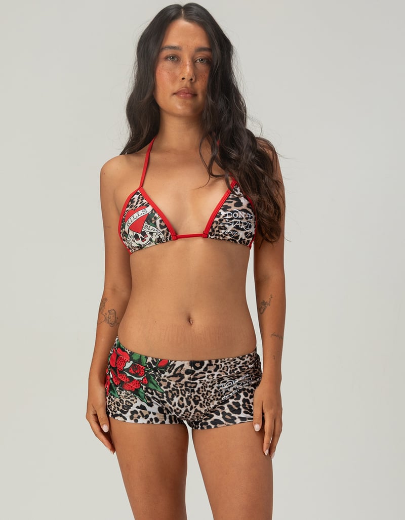 ED HARDY Red Leopard Womens Swim Boyshorts image number 0