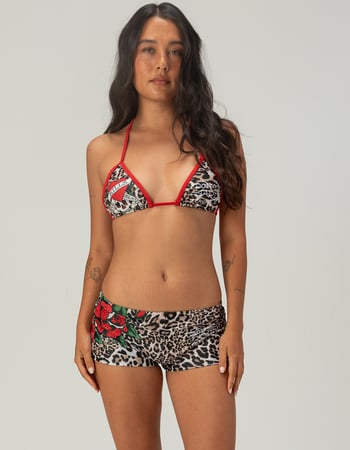 ED HARDY Red Leopard Womens Swim Boyshorts Primary Image