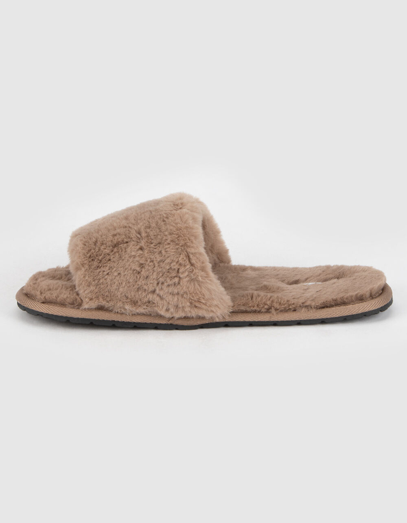 QUPID Faux Fur Band Womens Taupe Slippers image number 2