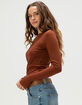 FULL TILT Hibiscus Womens Long Sleeve Baby Tee image number 3