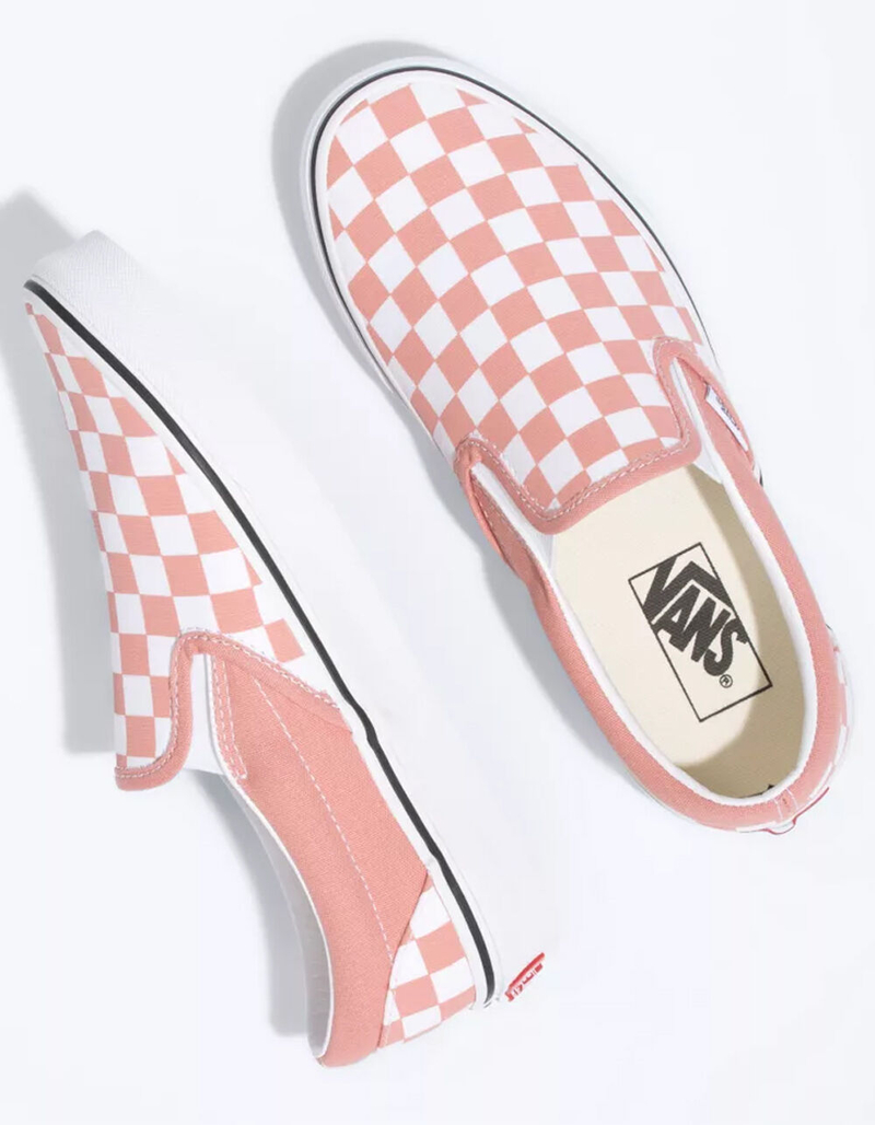 VANS Checkerboard Classic Slip-On Womens Rose Dawn & White Shoes image number 2