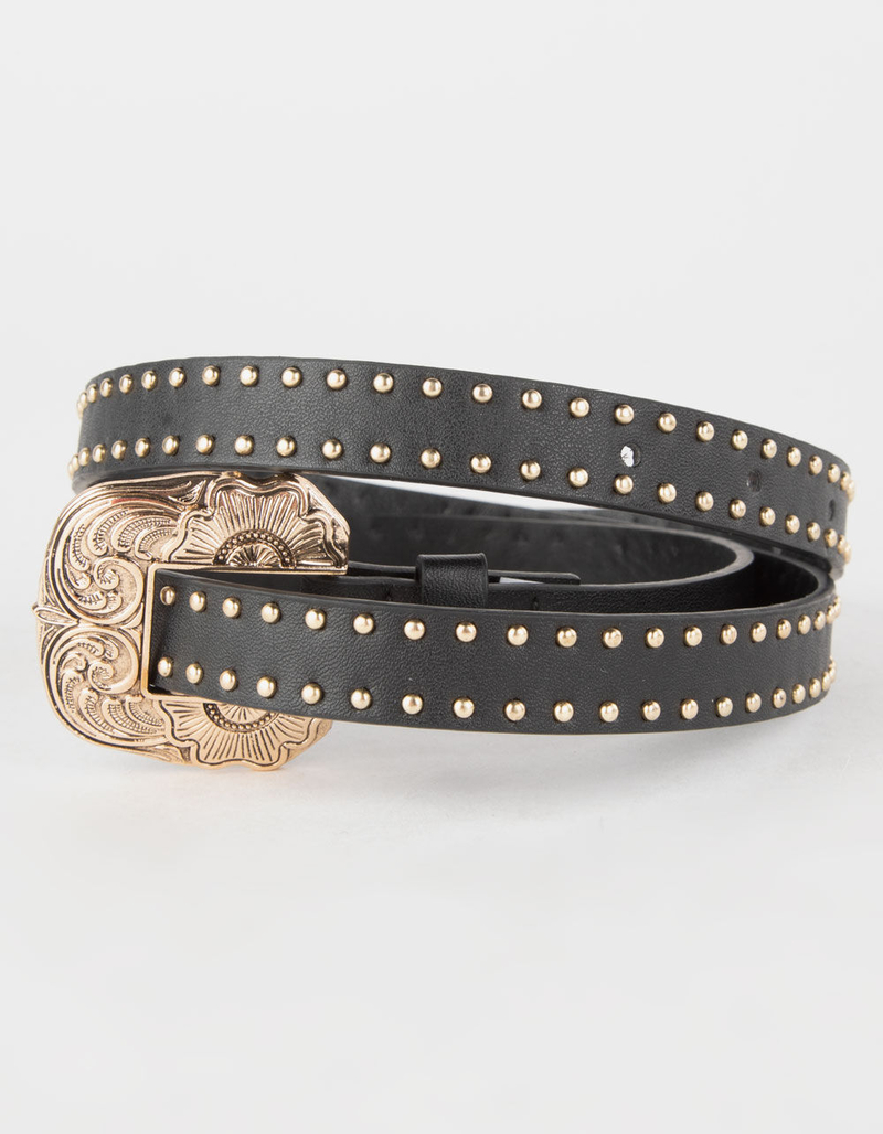 Skinny Studded Western Womens Belt image number 0