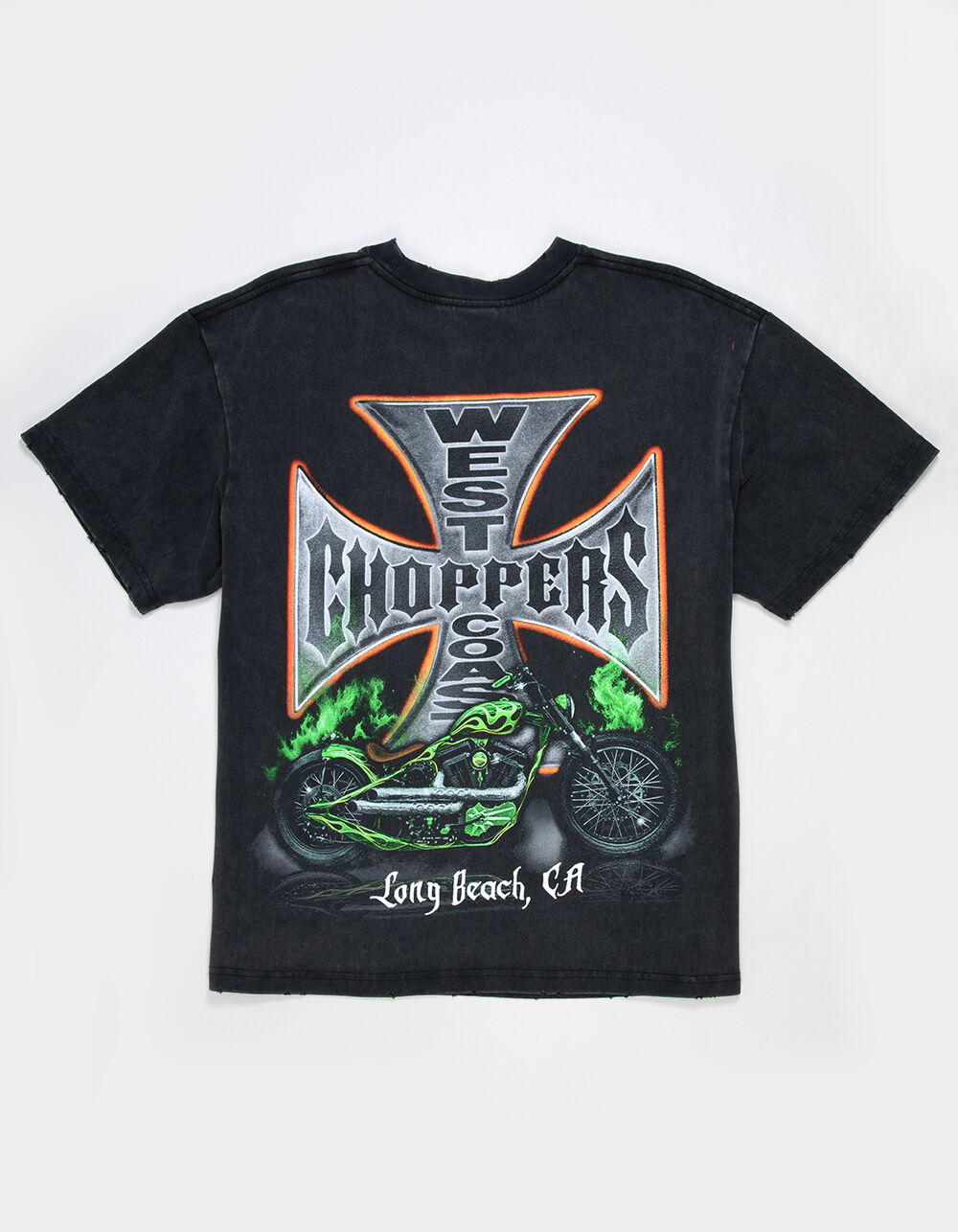 WEST COAST CHOPPERS Orange Hue Mens Boxy Tee - WASHED BLACK - XXL