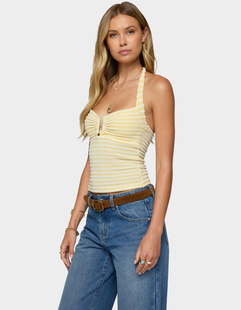 EDIKTED Lovina Textured Striped Halter Top image number 1