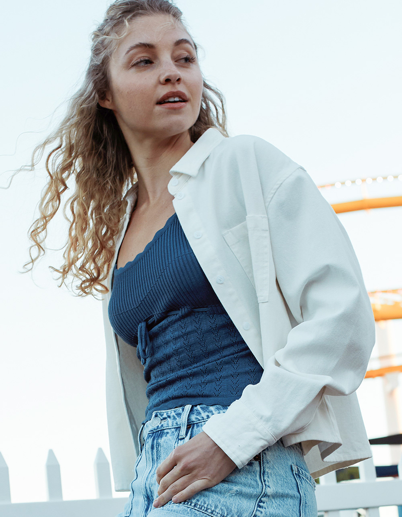 RSQ Womens Denim Crop Shirt image number 0