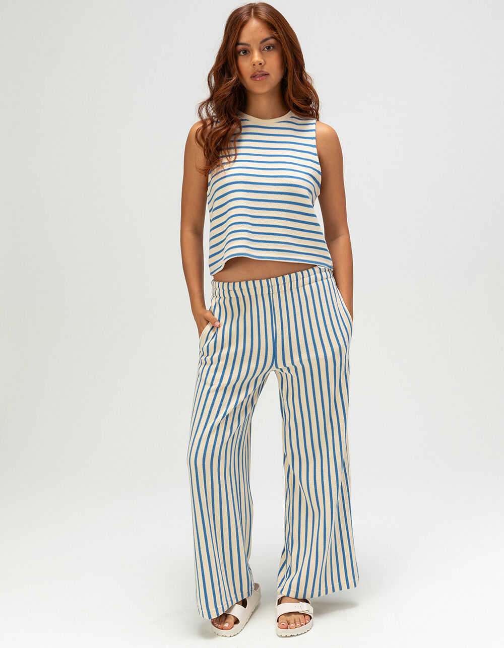 ROXY Java Stripe Womens Pull On Pants - BLUE/WHT | Tillys