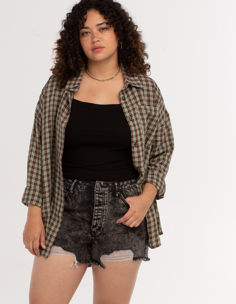 RSQ Vintage High Rise Womens Denim Shorts BLACK ACID WASH Tillys