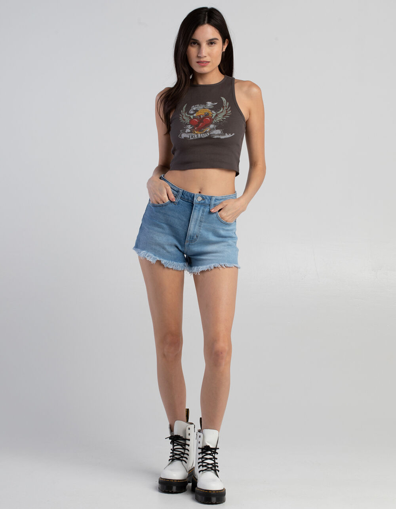 TINSELTOWN Womens High Rise 2-Tone Mom Shorts image number 3