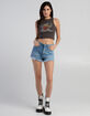 TINSELTOWN Womens High Rise 2-Tone Mom Shorts image number 4