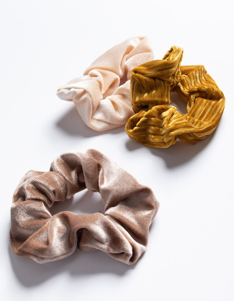 FULL TILT 3 Pack Velvet/Stripe Scrunchies image number 0