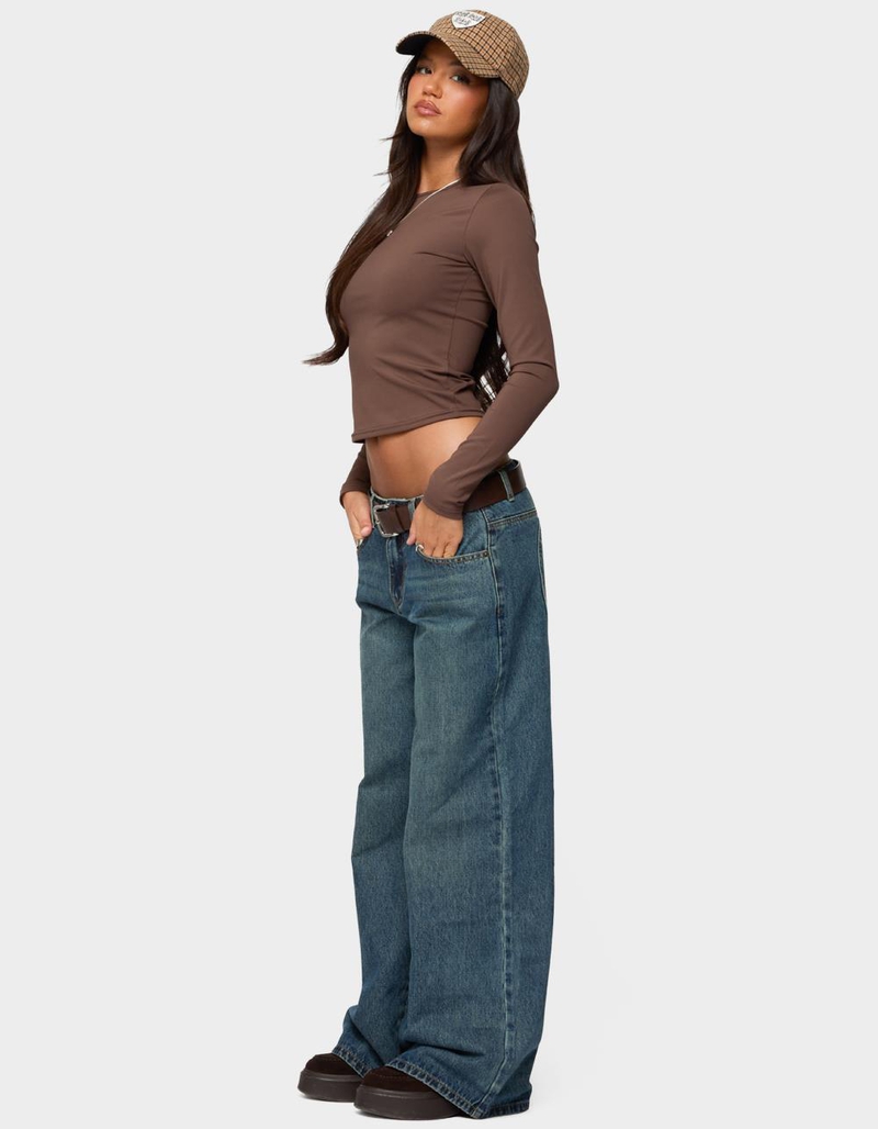 EDIKTED Heartly Low Rise Straight Leg Jeans image number 3