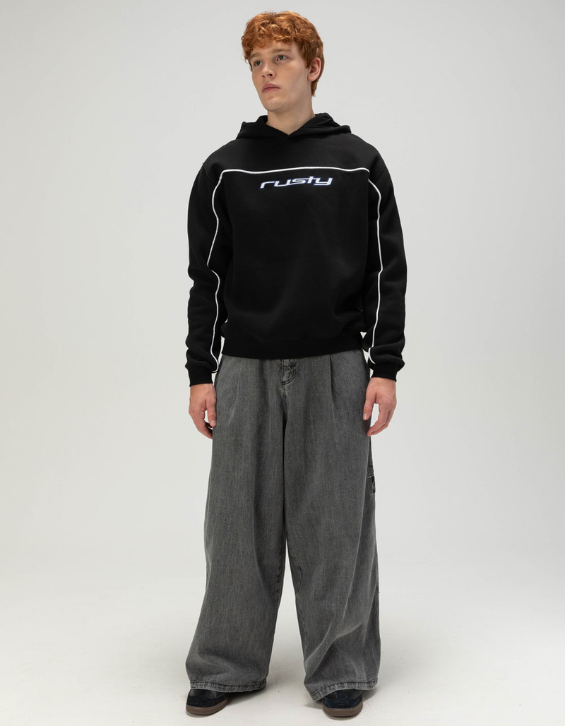 RUSTY Slub Mens Extra Baggy Elastic Waist Jeans image number 5