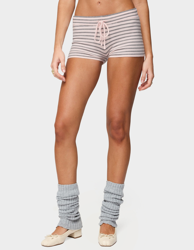 EDIKTED Lillian Striped Knit Shorts image number 0